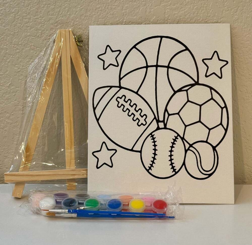Kids Paint Canvas Kit Sports, Princess, Dinosaur, Santa Theme Party Favors